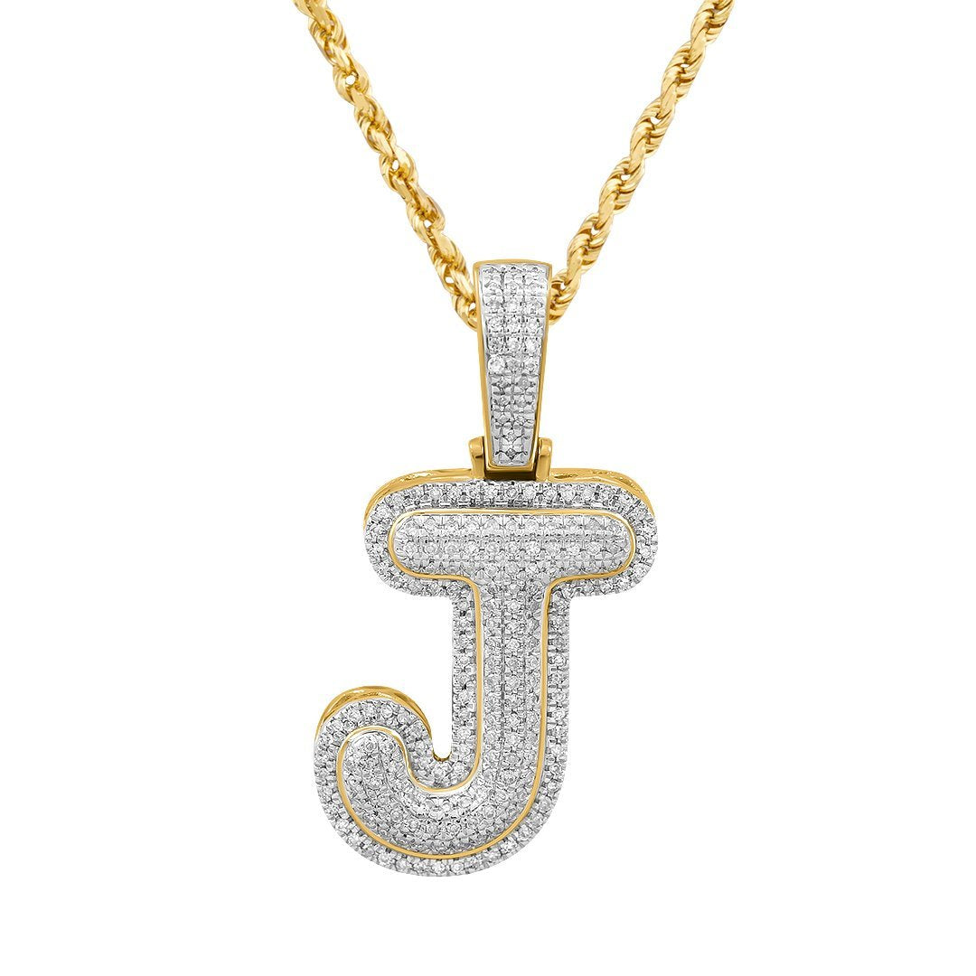 10k Yellow Gold Diamond J Pendant 0.29 Ctw