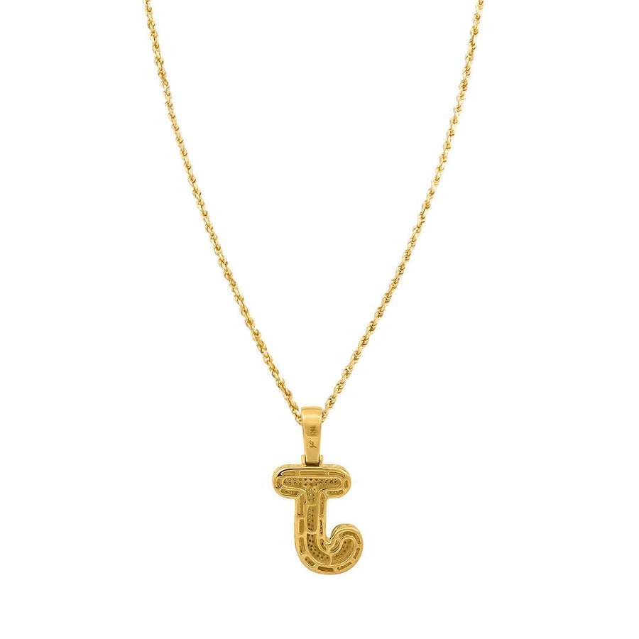 Colgante de oro amarillo de 10 k con diamantes en forma de J de 0,29 quilates 