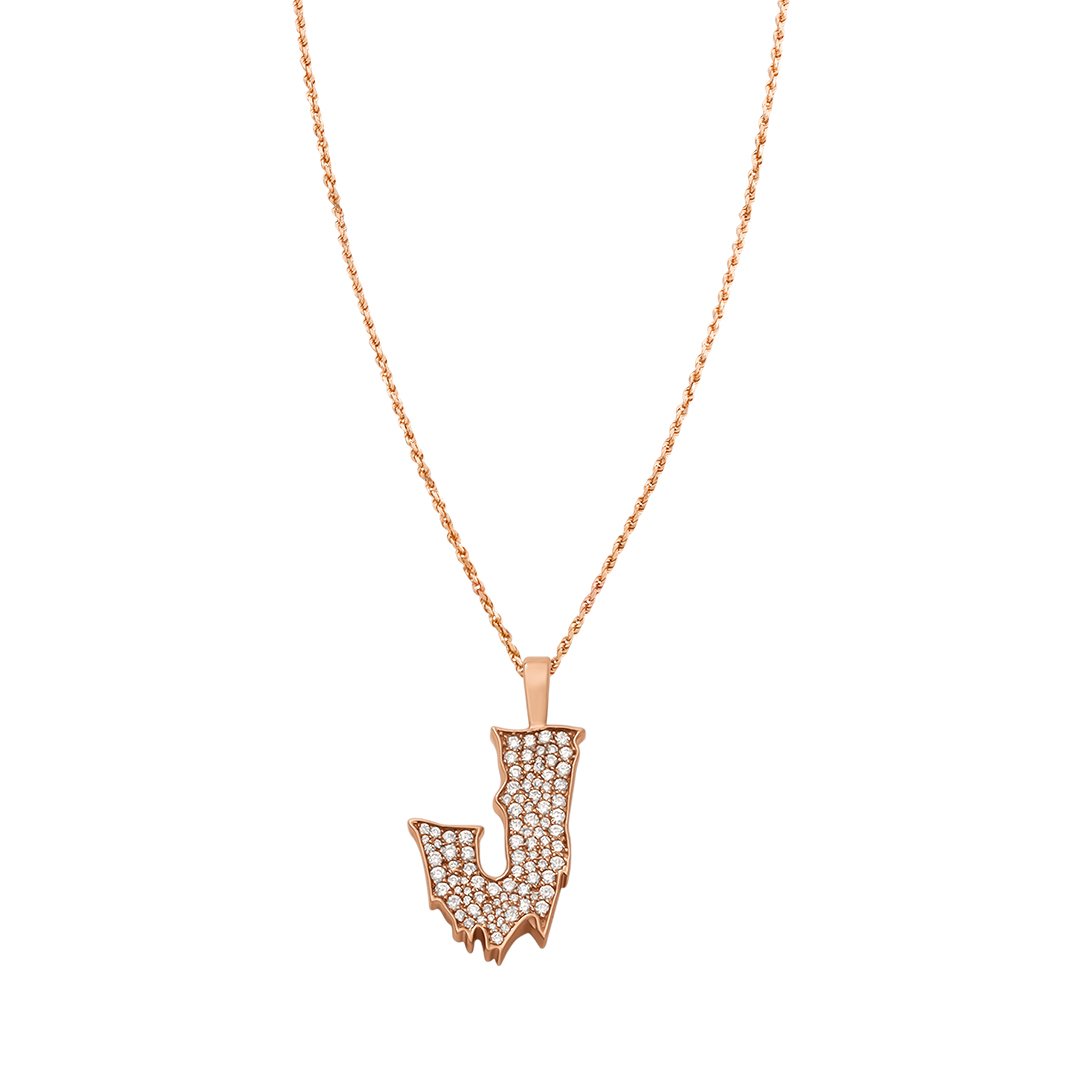 yellow DIAMOND J PENDANT IN 14K ROSE GOLD 0.75 CTW