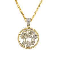 Thumbnail for Yellow Diamond Jesus Head Pendant 10k Yellow Gold 0.42 Ctw