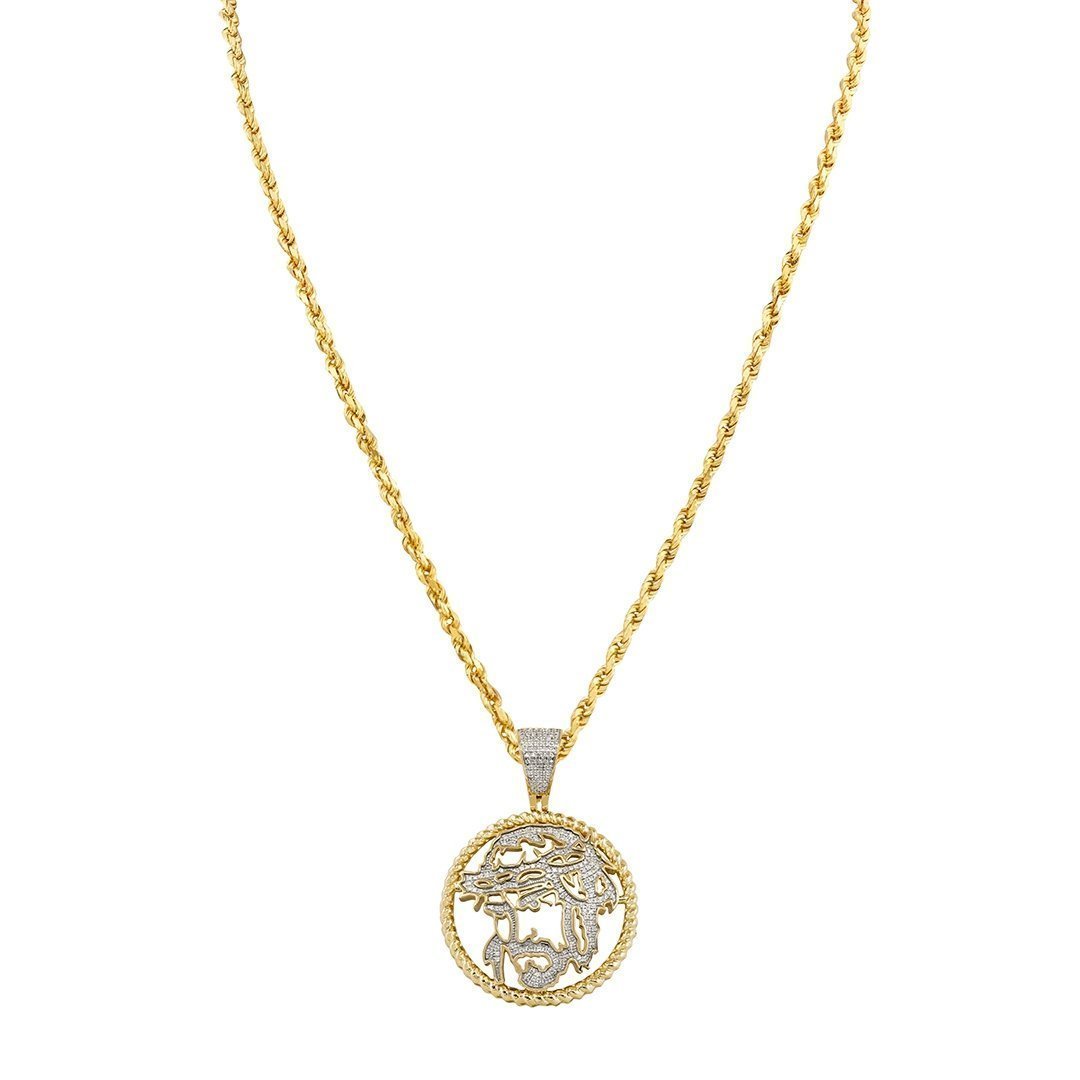 Yellow Diamond Jesus Head Pendant 10k Yellow Gold 0.42 Ctw