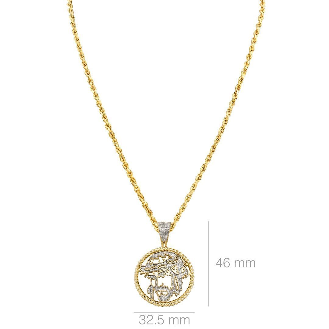 Yellow Diamond Jesus Head Pendant 10k Yellow Gold 0.42 Ctw