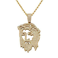 Thumbnail for Diamond Jesus Head Pendant 14k Yellow Gold 5 Ctw