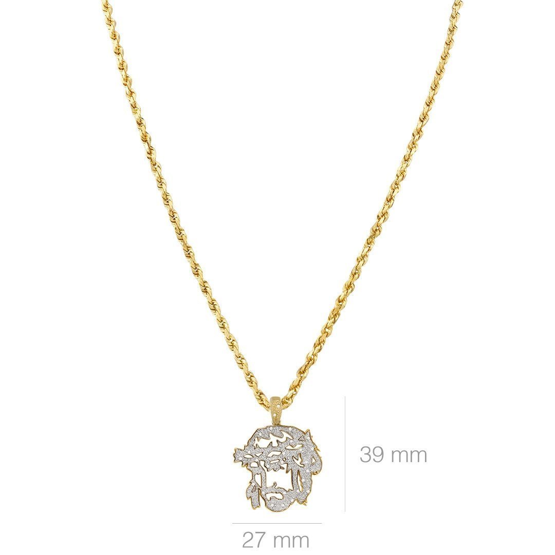 Yellow Diamond Jesus Head Pendant in 10k Yellow Gold 0.25 Ctw