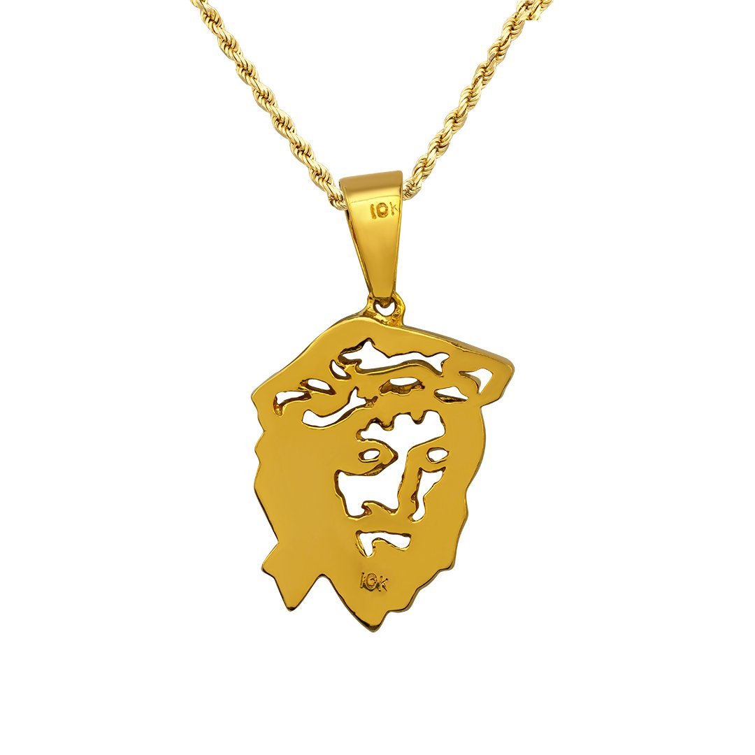 Yellow Diamond Jesus Head Pendant in 10k Yellow Gold 1.06 Ctw