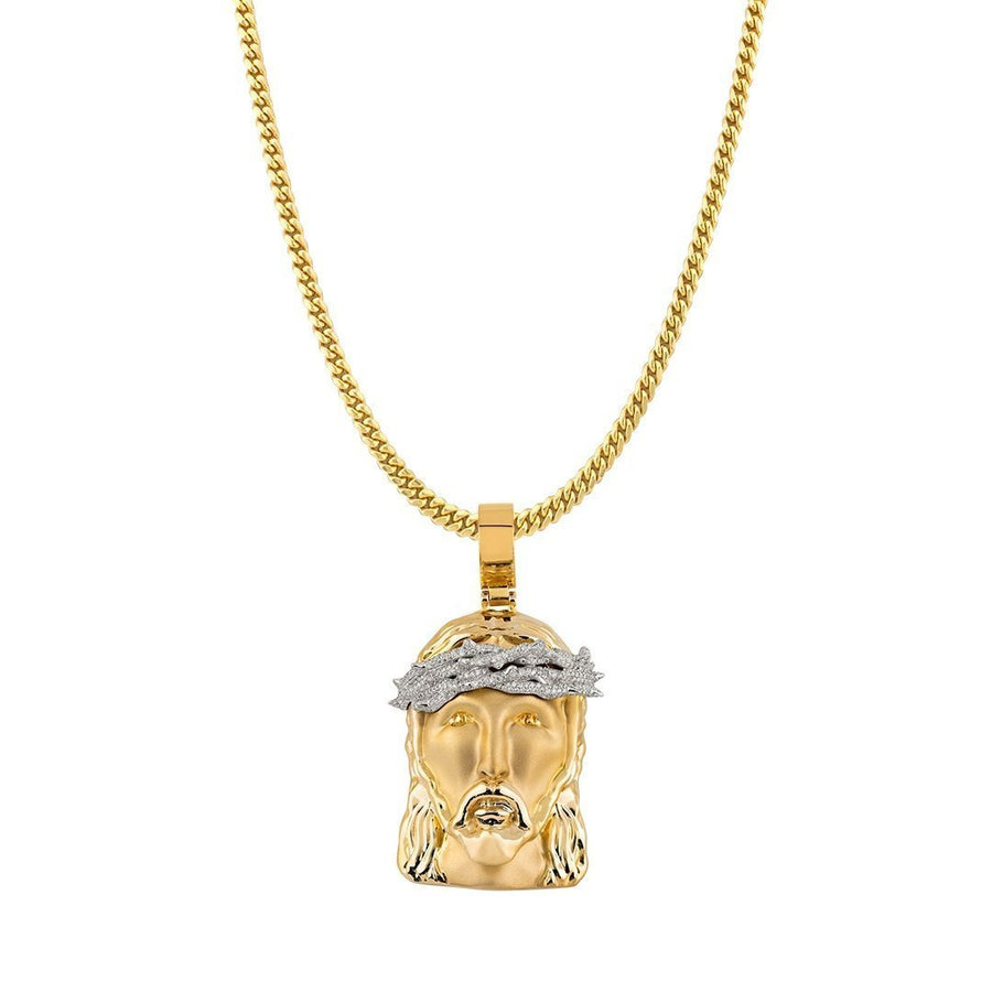 Diamond Jesus Head Pendant in 14k Two Tone Gold 2.80 Ctw