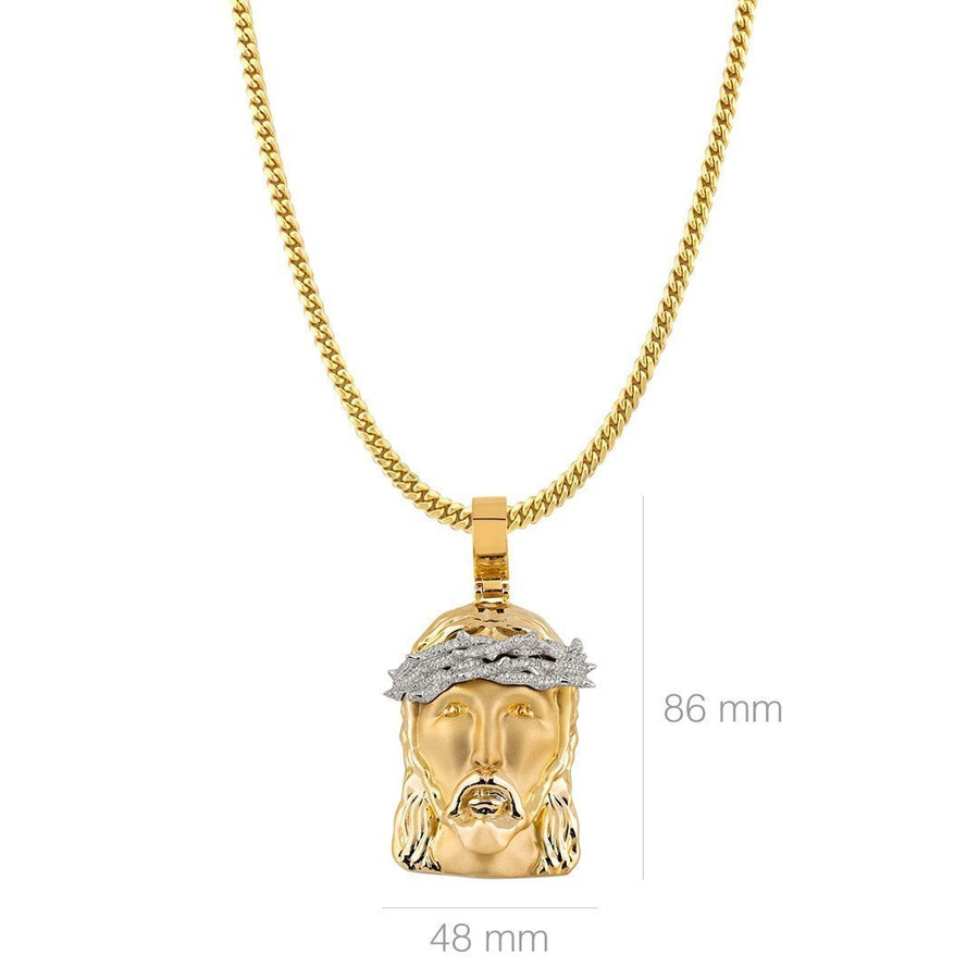 Diamond Jesus Head Pendant in 14k Two Tone Gold 2.80 Ctw