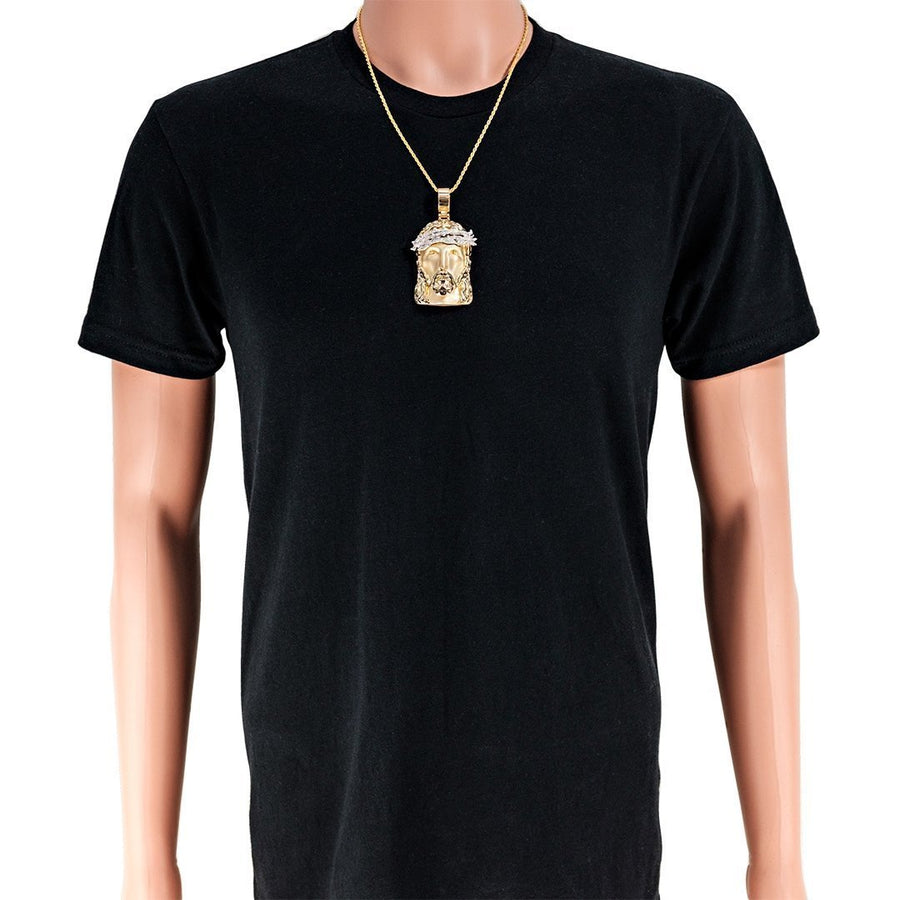Diamond Jesus Head Pendant in 14k Two Tone Gold 2.80 Ctw
