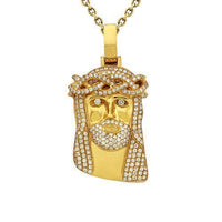 Thumbnail for Diamond Jesus Head Pendant in 14k Yellow Gold 2.50 Ctw