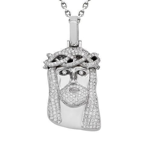 Diamond Jesus Head Pendant in 14k Yellow Gold 2.50 Ctw