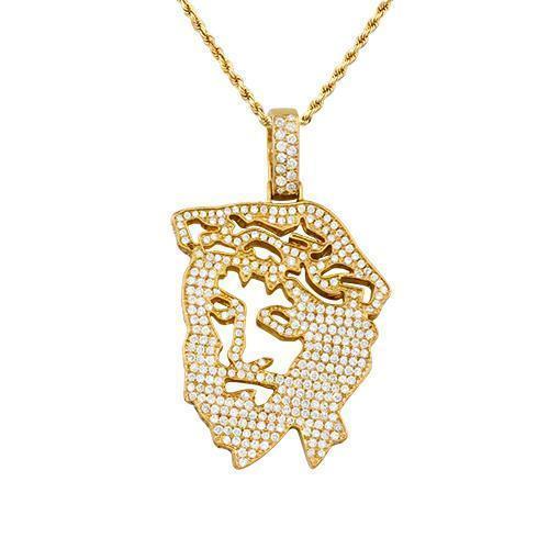 Diamond Jesus Head Pendants in 14k Yellow Gold 5.50 Ctw