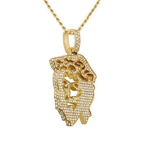 Diamond Jesus Head Pendants in 14k Yellow Gold 5.50 Ctw