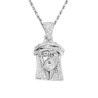 Thumbnail for White Diamond Jesus Pendant in 14k White Gold 1.60 Ctw