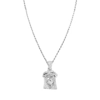 Thumbnail for White Diamond Jesus Pendant in 14k White Gold 1.60 Ctw