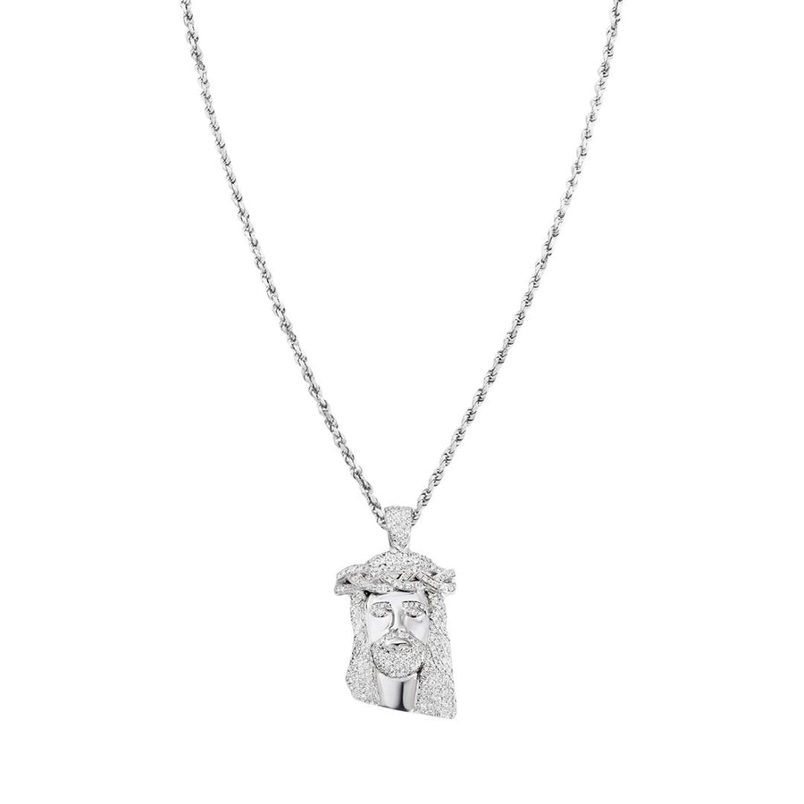 White Diamond Jesus Piece in 14k White Gold 2.8 Ctw