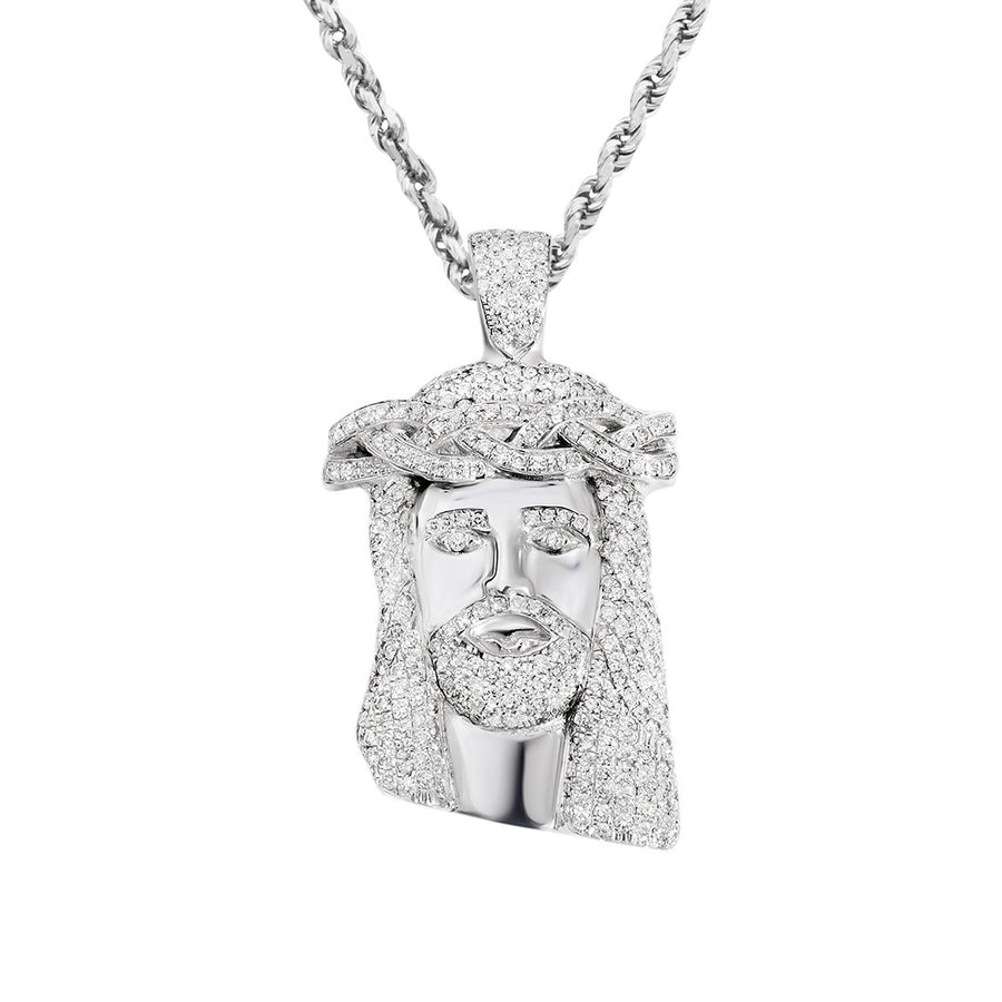 White Diamond Jesus Piece in 14k White Gold 2.8 Ctw