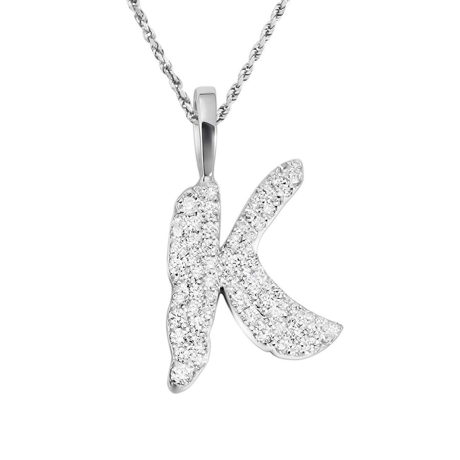 White Diamond K Pendant in 14k White Gold 1.03 Ctw