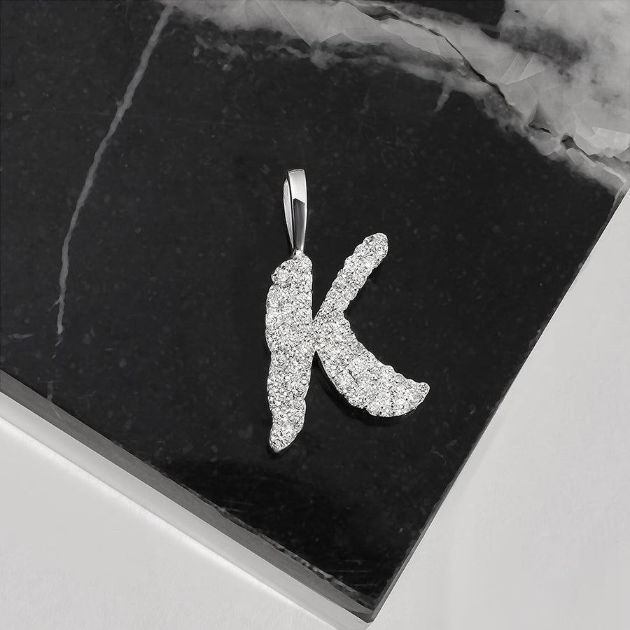 White Diamond K Pendant in 14k White Gold 1.03 Ctw