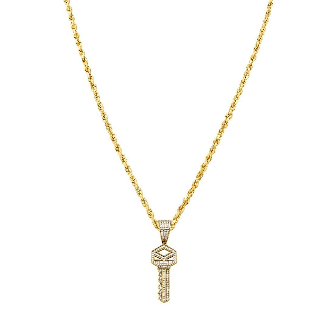 Yellow Diamond Key Pendant in 10k Yellow Gold 0.33 Ctw