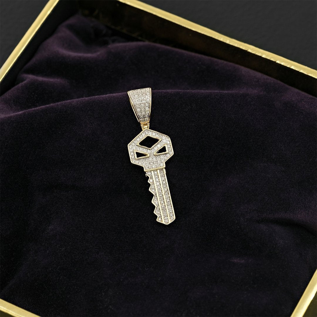 Yellow Diamond Key Pendant in 10k Yellow Gold 0.33 Ctw