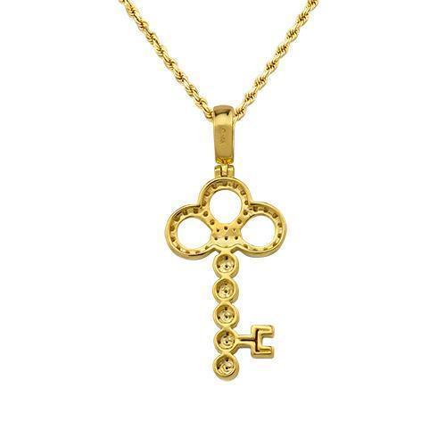 Yellow Diamond Key Pendant in 14k Yellow Gold 1.15 Ctw