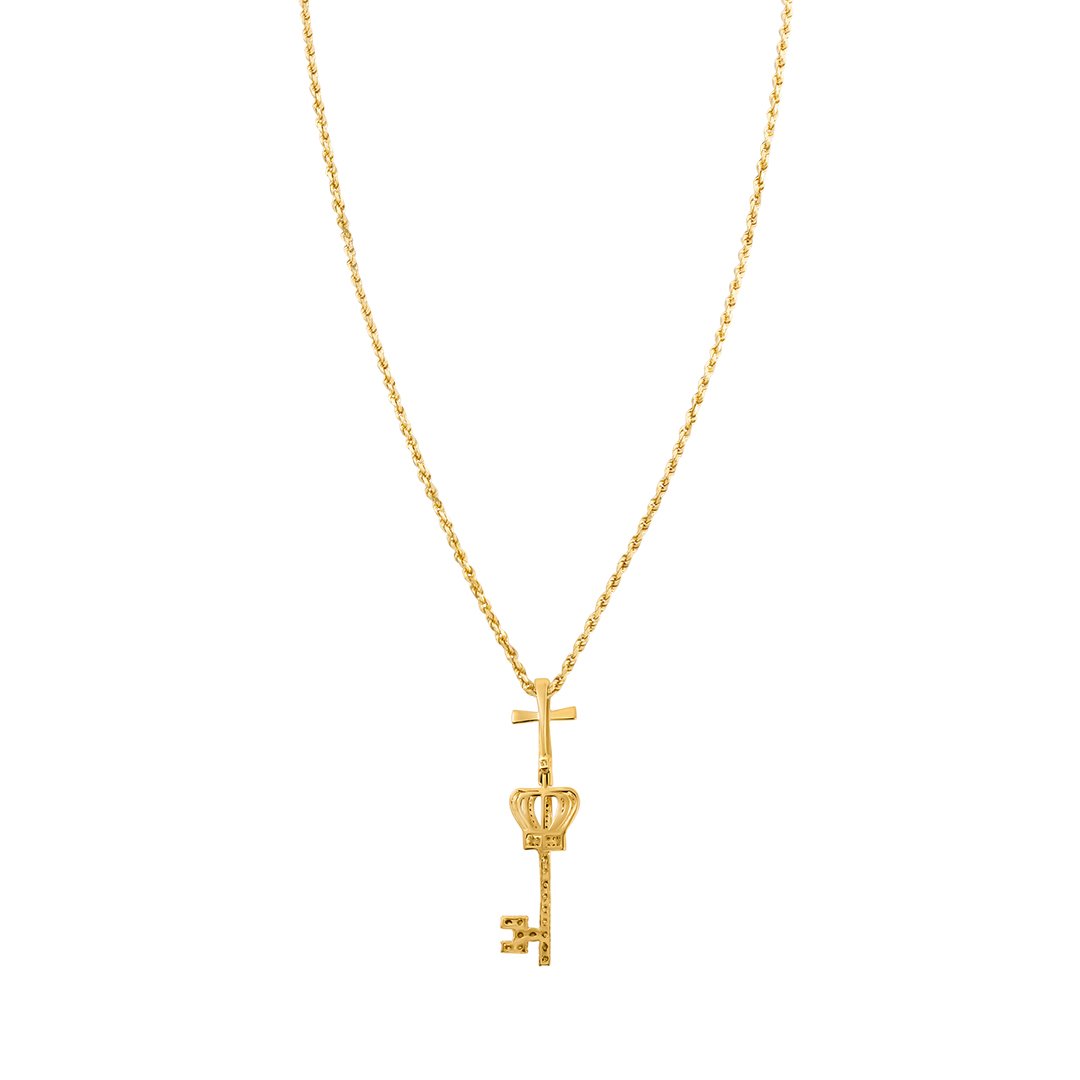 Yellow, White Diamond King key in 10k Gold .16 Ctw