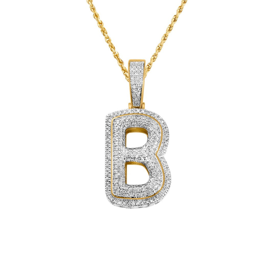 Initial Pendent Necklace Charm Letter B Finished in 18kt Yellow Gold -  CRISLU