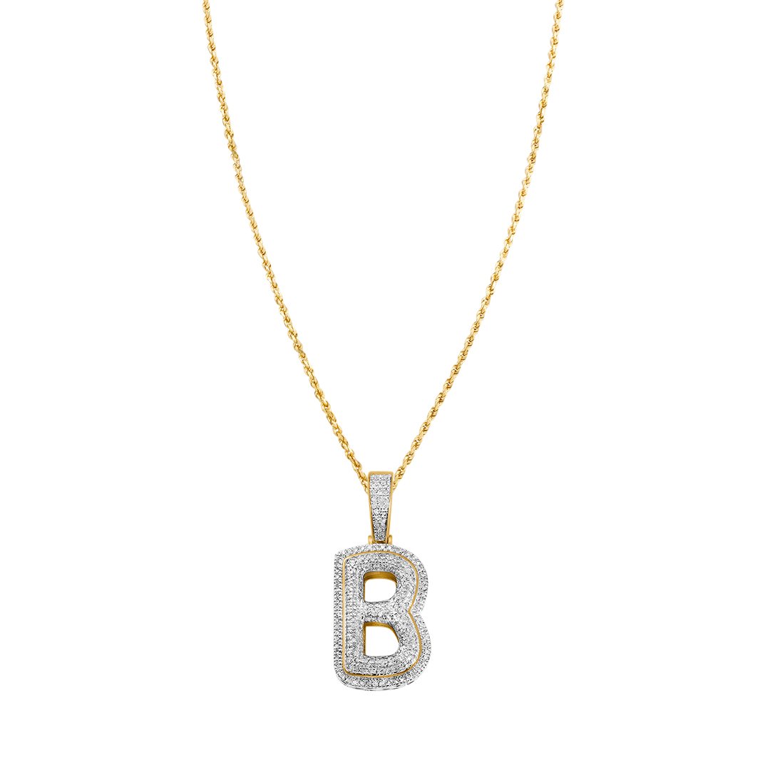yellow diamond letter b pendant