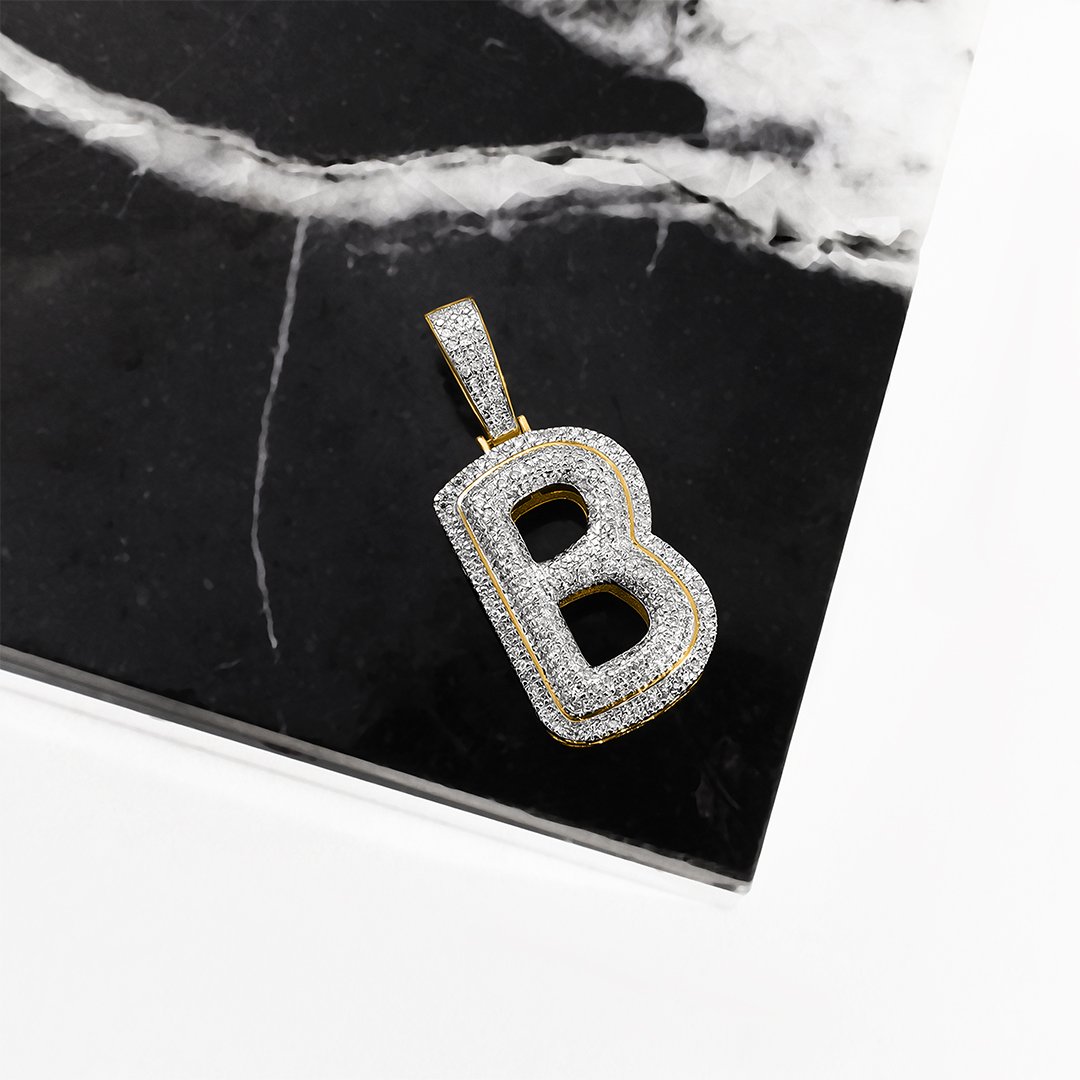 yellow diamond letter b pendant