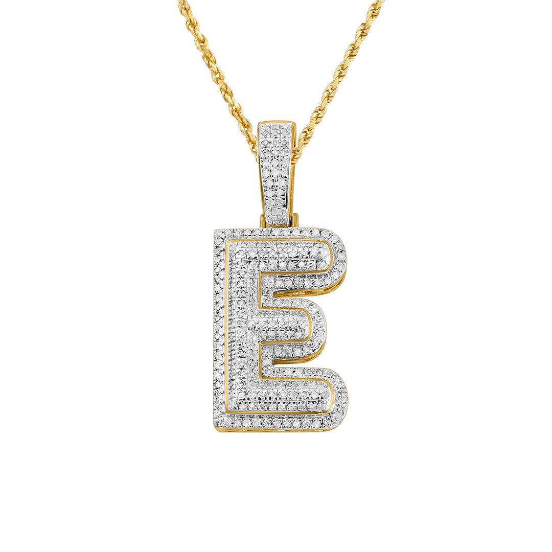 yellow diamond letter e pendant