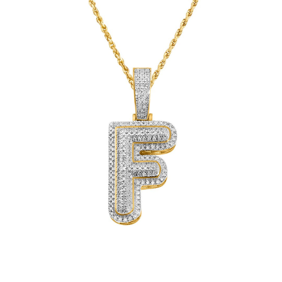 yellow diamond letter f pendant