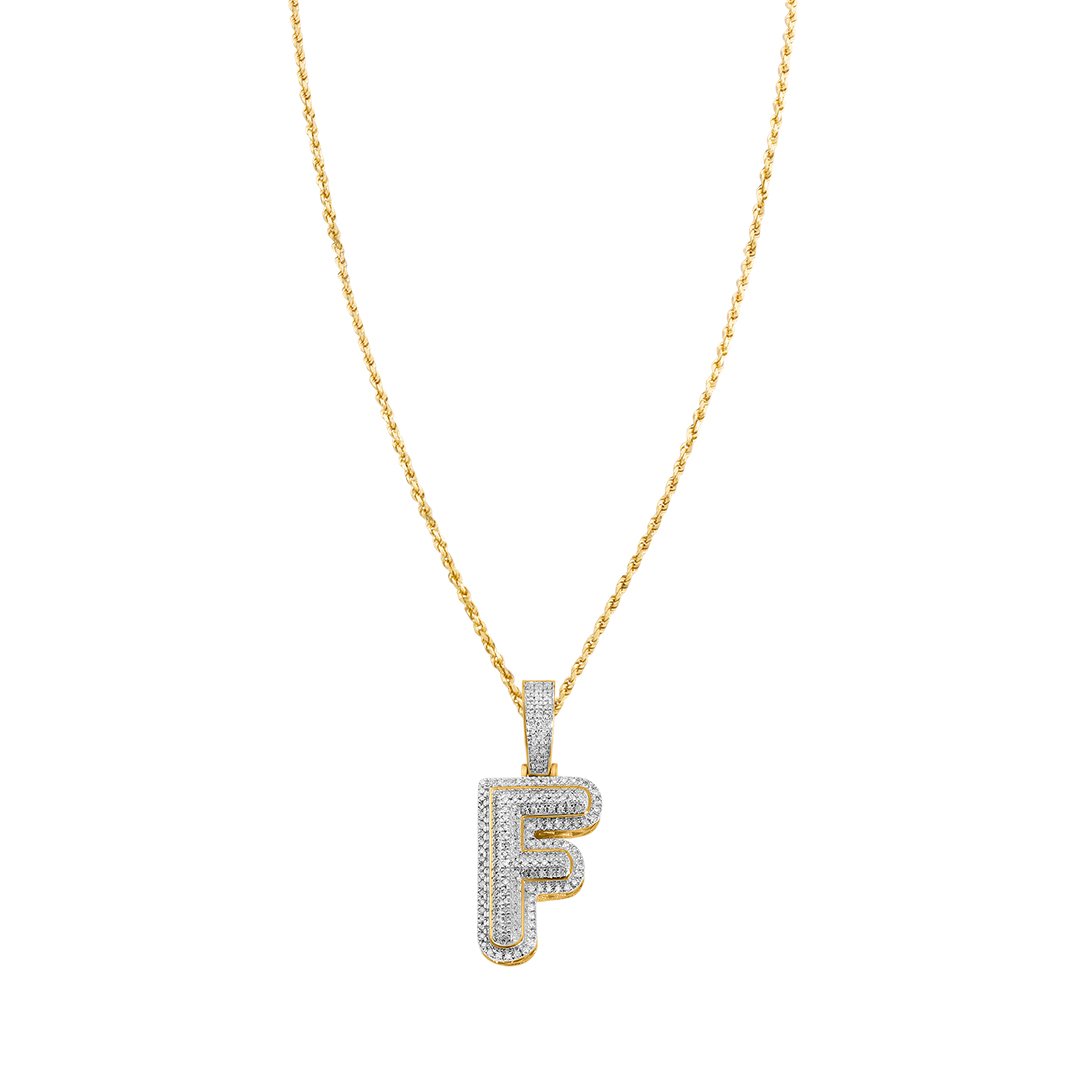 yellow diamond letter f pendant