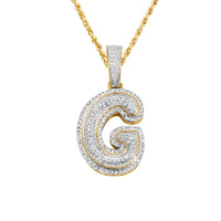 Thumbnail for yellow Diamond Letter G Pendant in 10k Yellow Gold 0.36 ctw