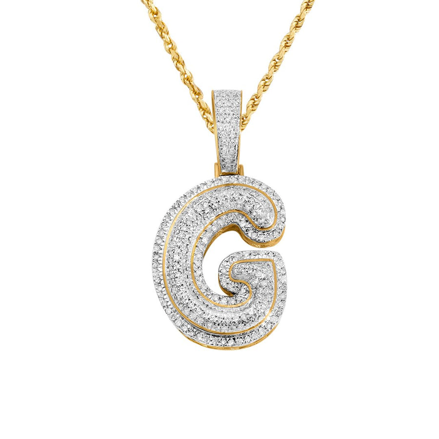 yellow Diamond Letter G Pendant in 10k Yellow Gold 0.36 ctw