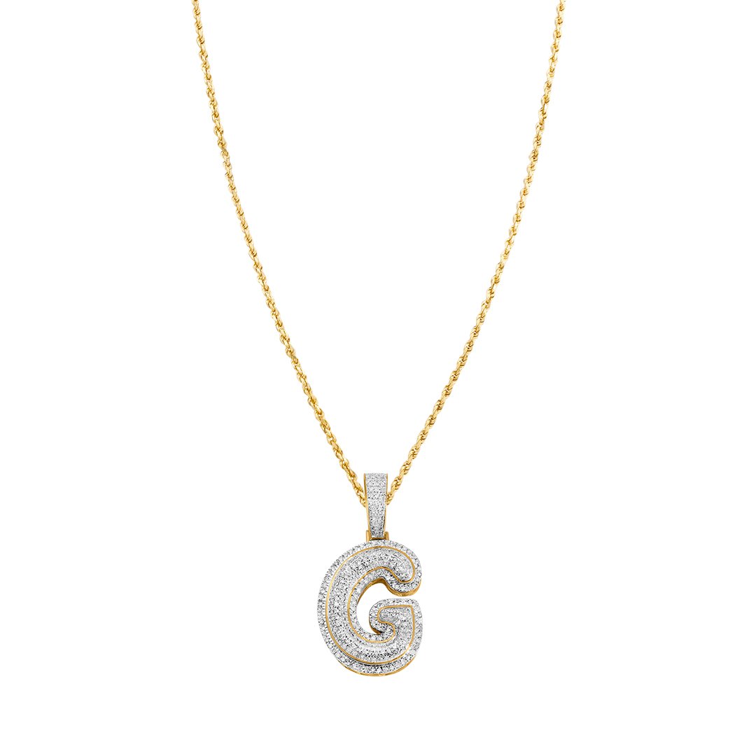 yellow Diamond Letter G Pendant in 10k Yellow Gold 0.36 ctw