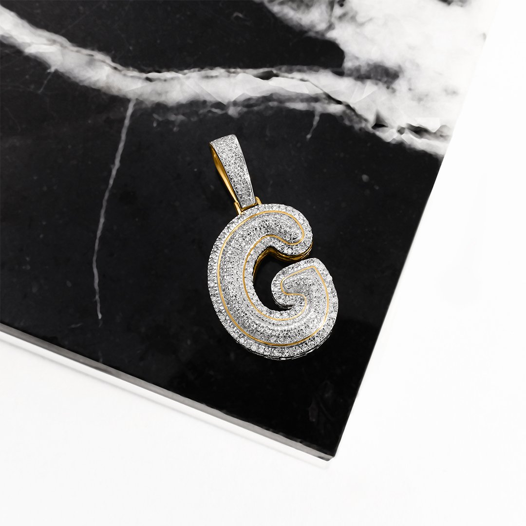 yellow Diamond Letter G Pendant in 10k Yellow Gold 0.36 ctw