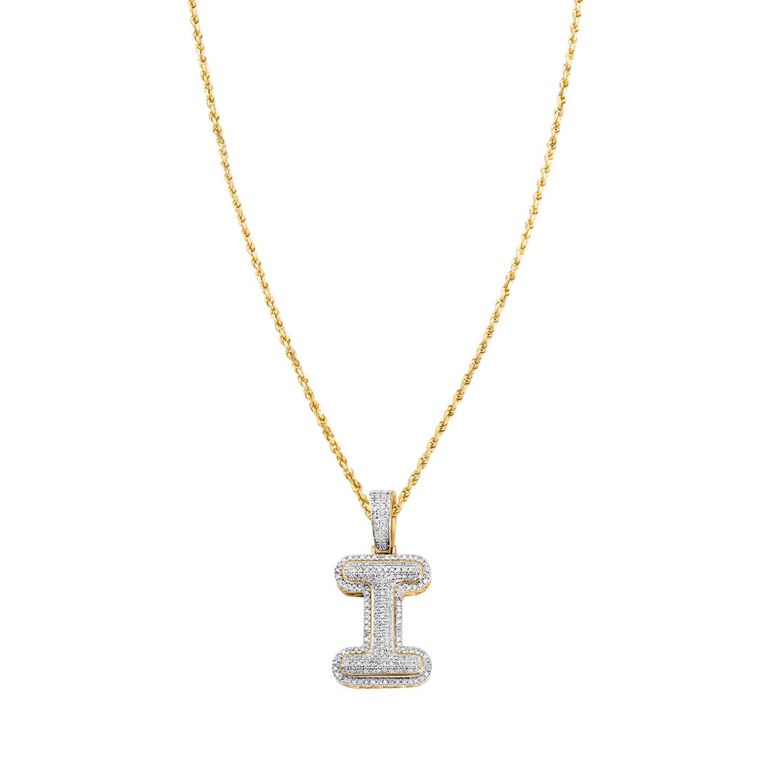 yellow diamond letter i pendant