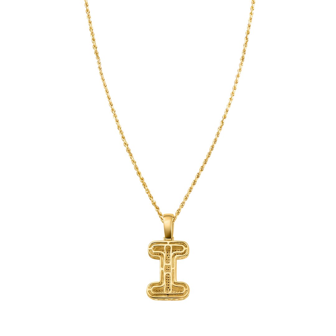 yellow diamond letter i pendant