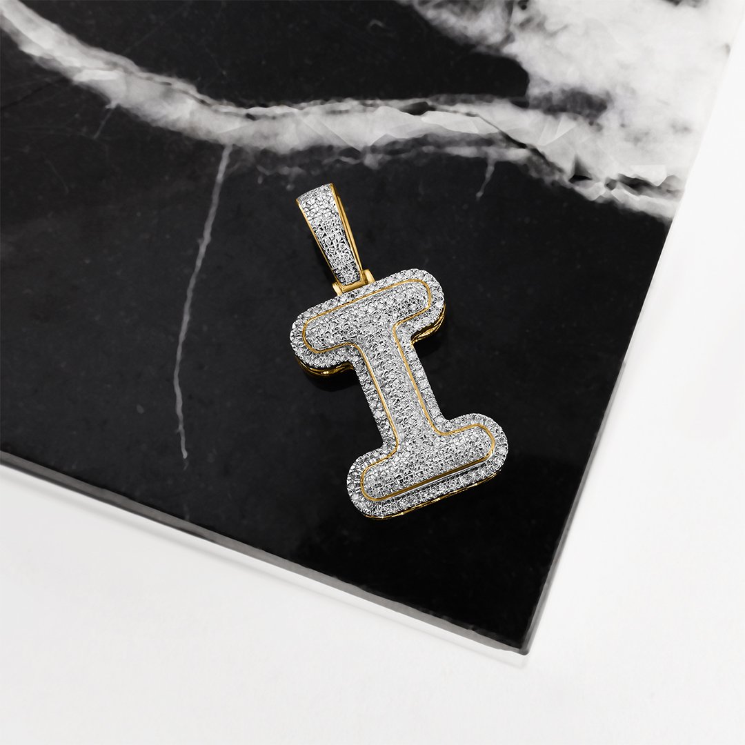 yellow diamond letter i pendant