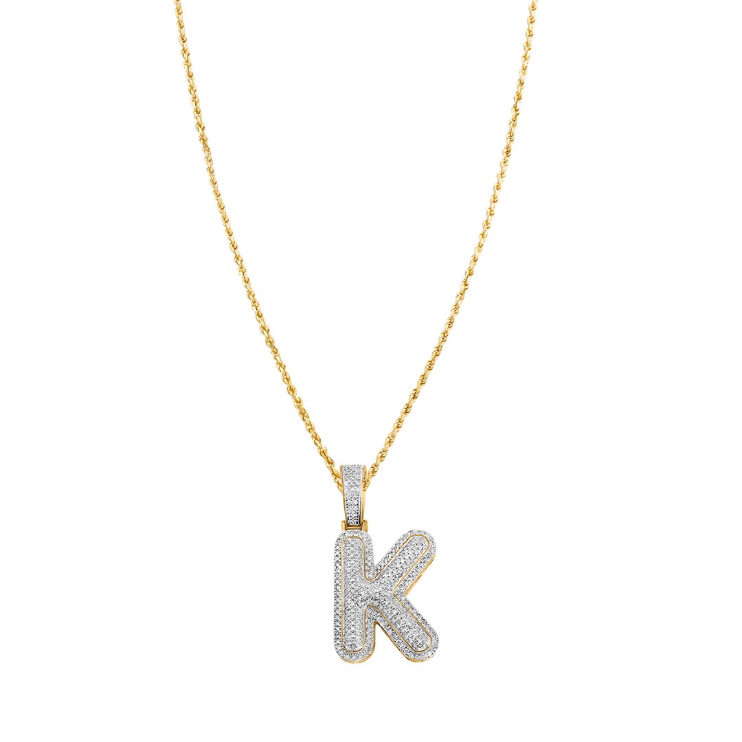 yellow diamond letter k pendant