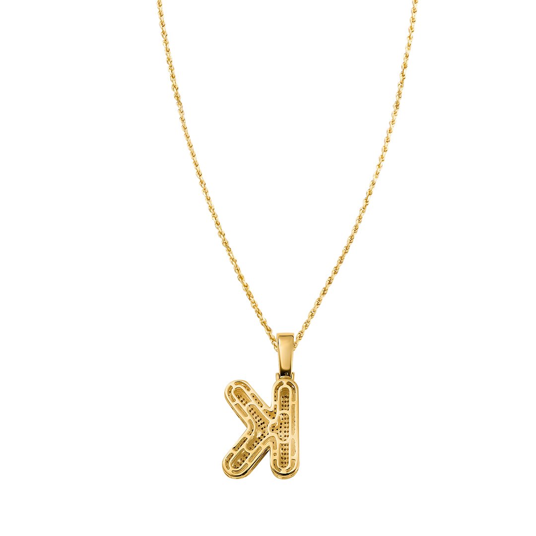 yellow diamond letter k pendant