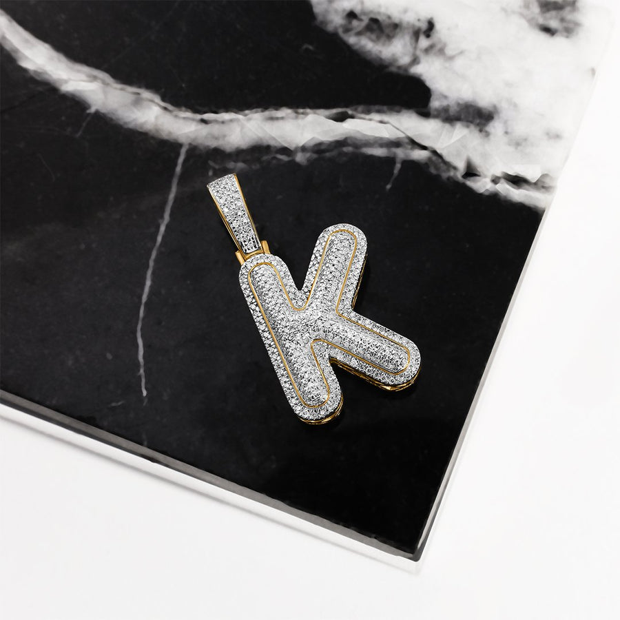 yellow diamond letter k pendant