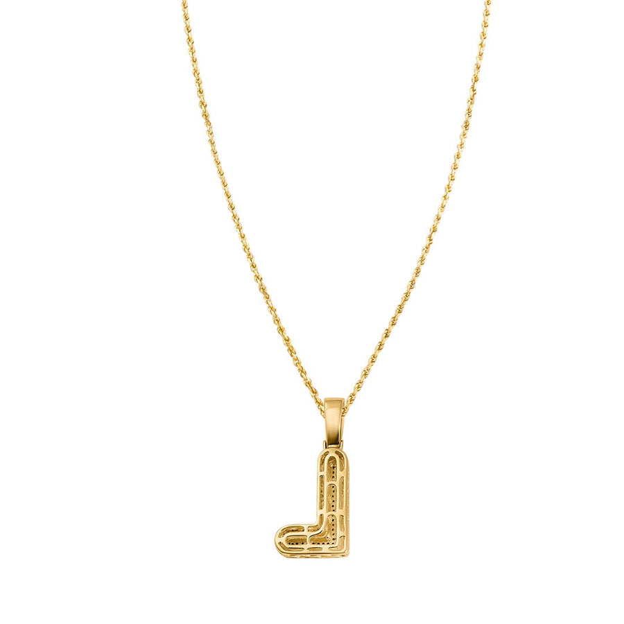 yellow Diamond Letter L Pendant in 10k in Yellow Gold 0.25 ctw