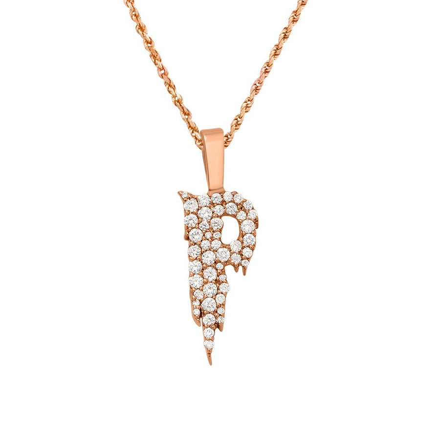 rose DIAMOND LETTER P IN 14K ROSE GOLD 0.50 CTW