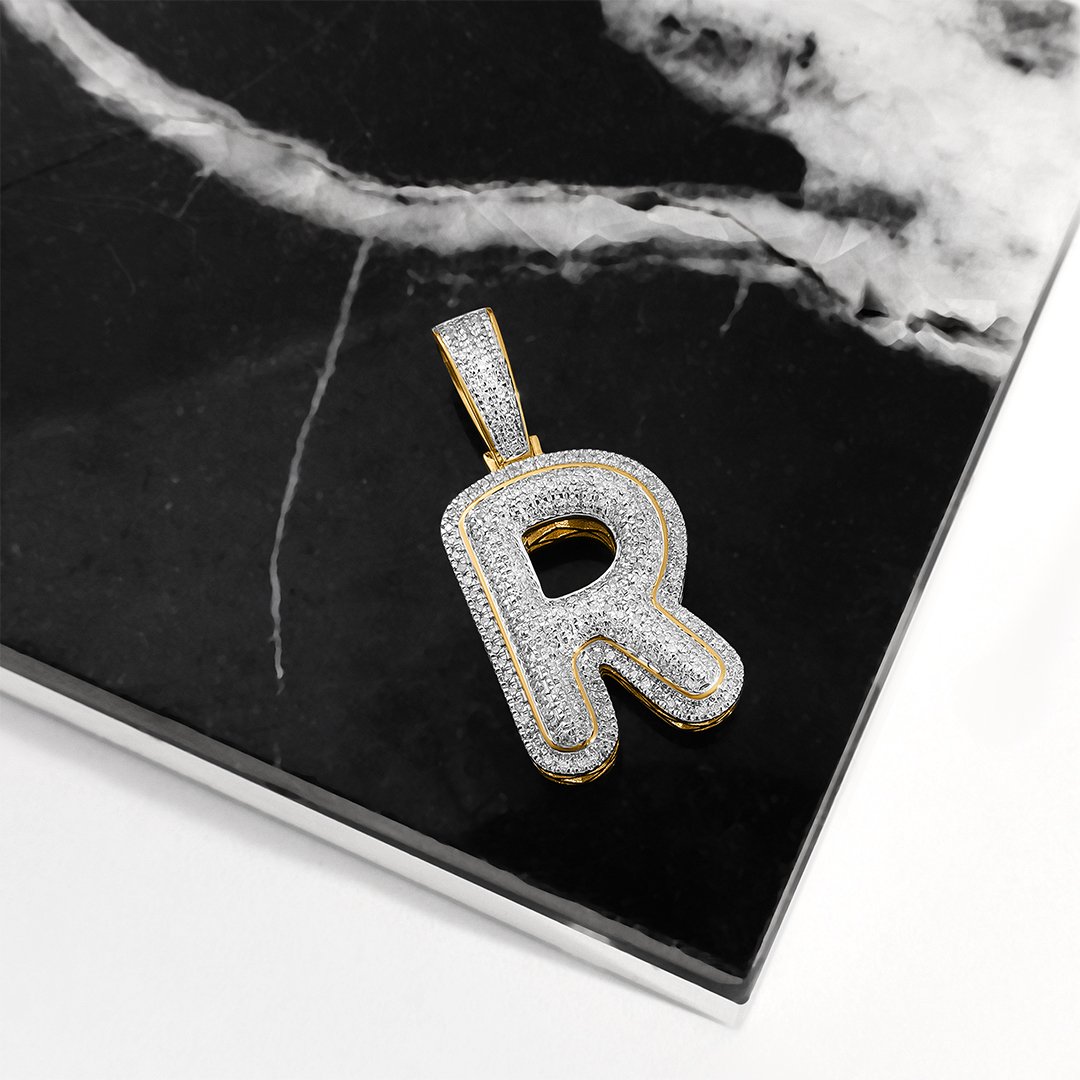 10k Yellow Gold Diamond Letter R Pendant 0.36 Ctw – Avianne Jewelers