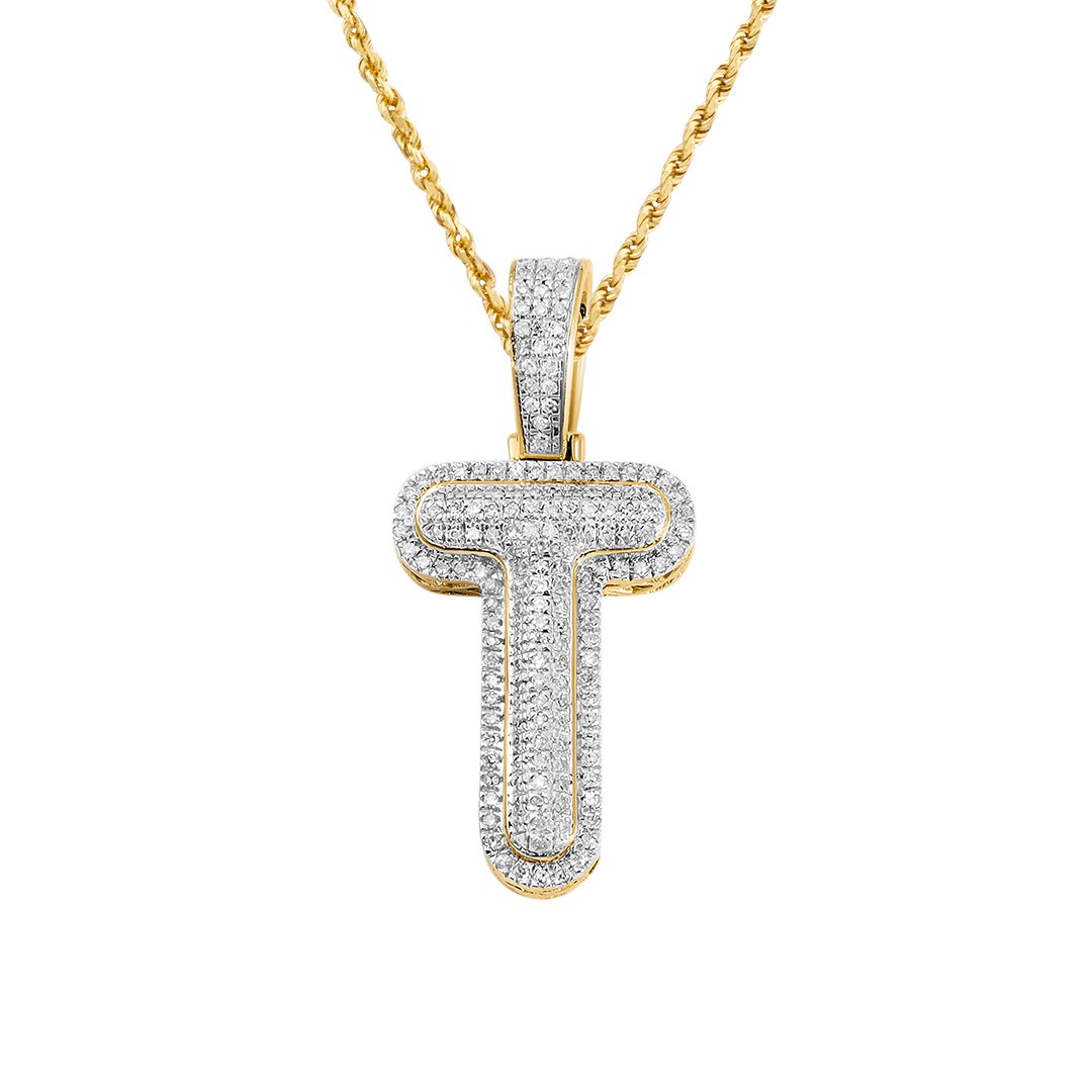 10k Yellow Gold Diamond Letter T Pendant Ctw – Avianne Jewelers
