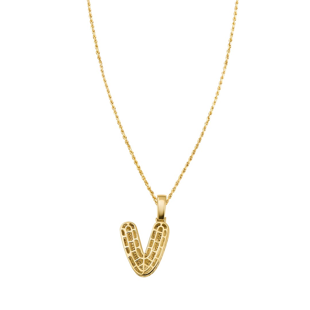 yellow diamond letter v pendant