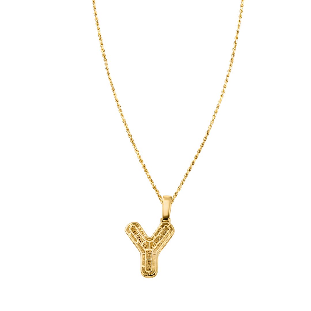 yellow diamond letter y pendant