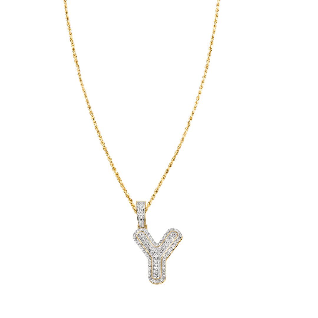 yellow diamond letter y pendant