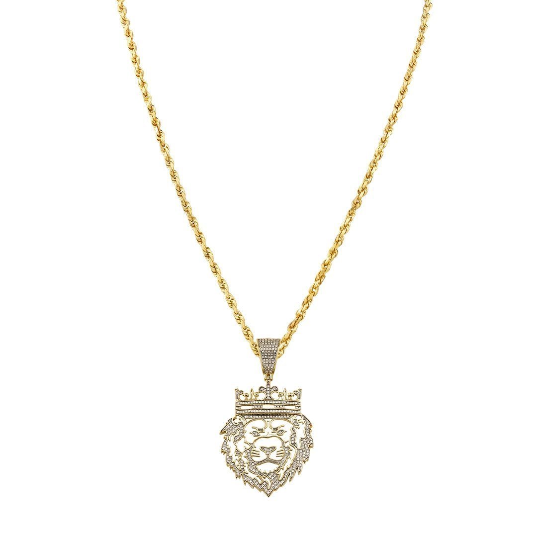 Yellow Diamond Lion Head Pendant 10k Yellow Gold 0.40 Ctw